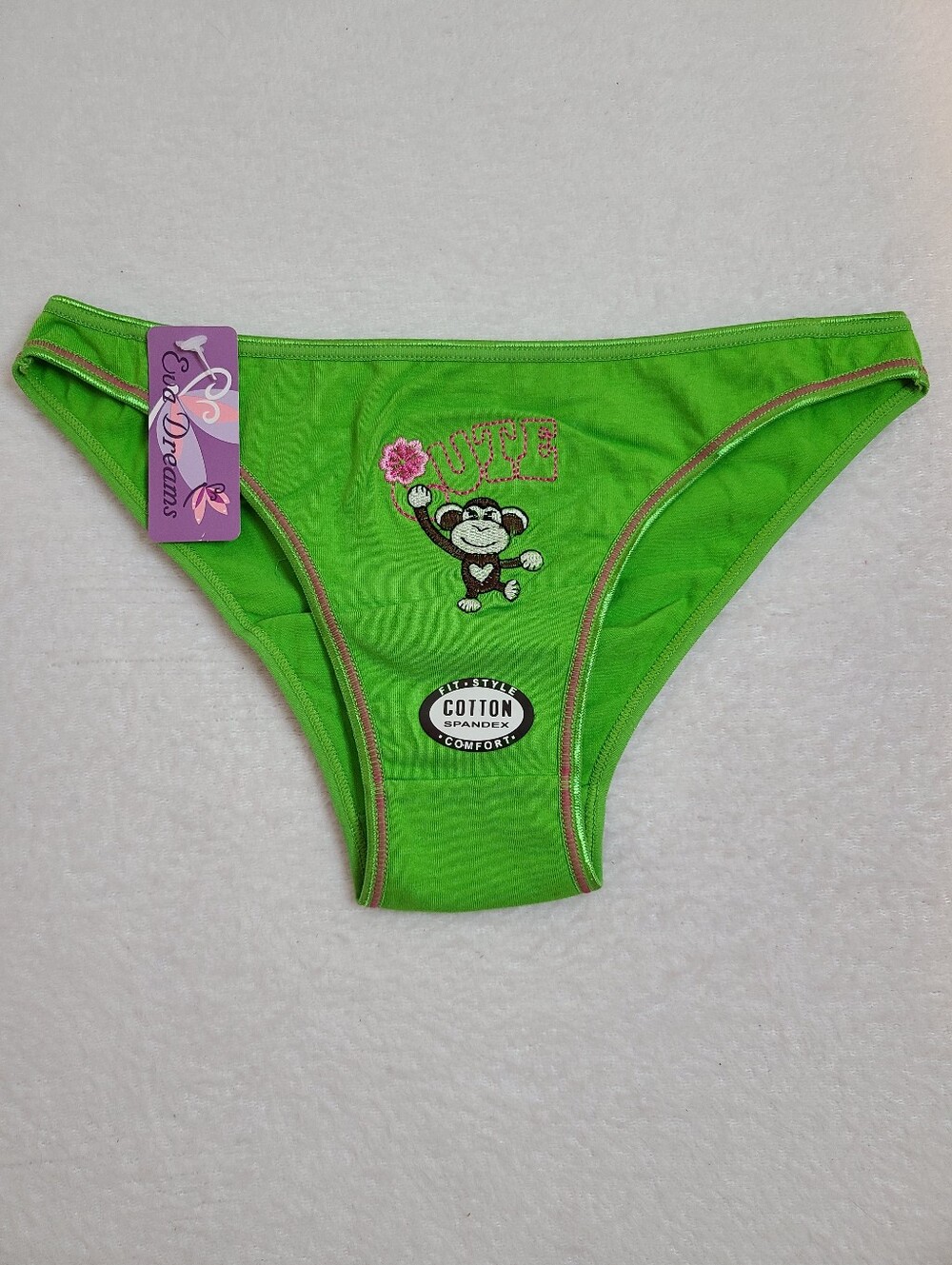 Vintage Y2K Retro Cute Monkey Embroidered Cotton Bikini Panty Size M